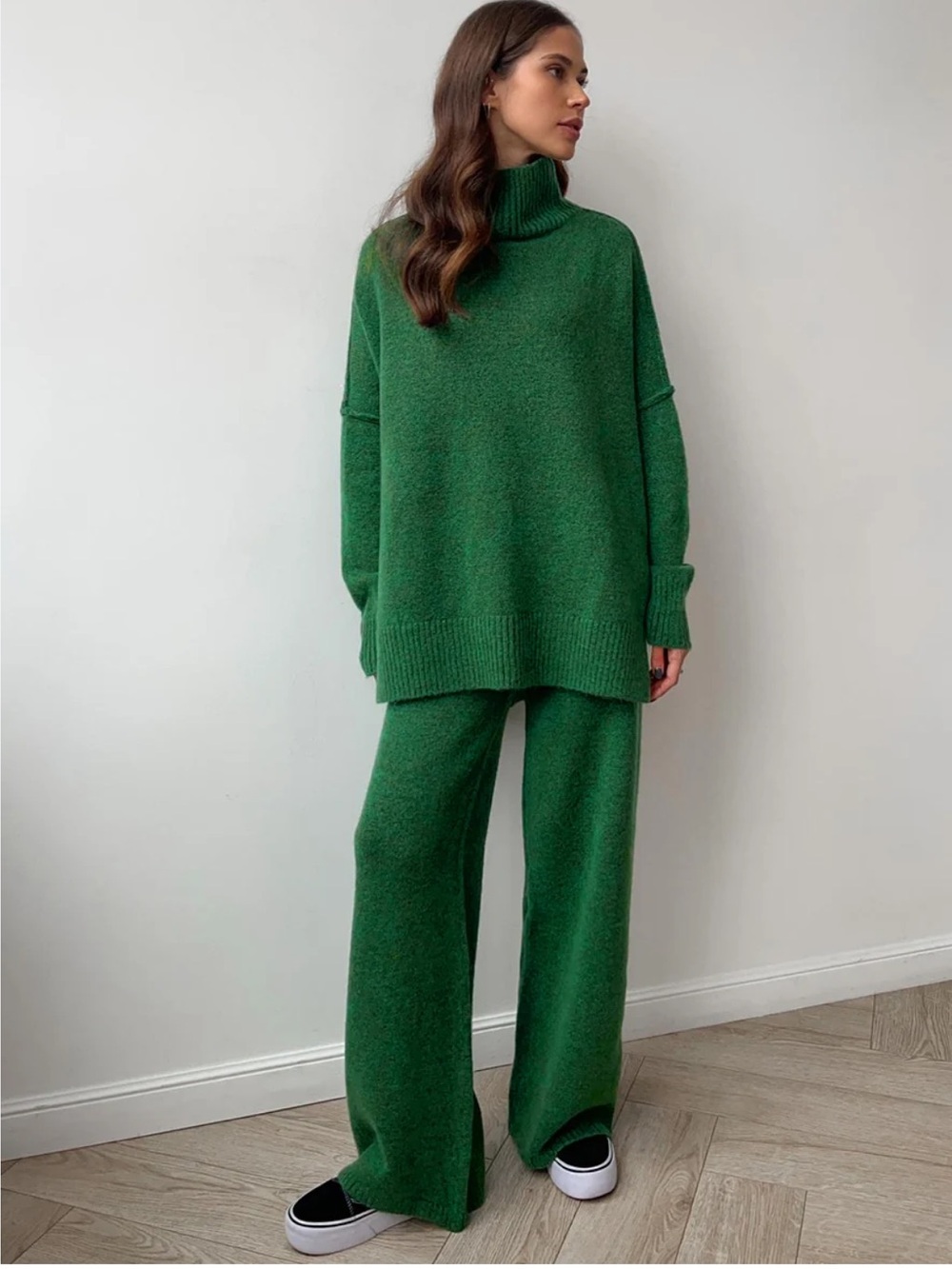 Commense Emerald Green Turtleneck Knit Set